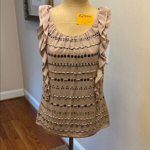 Nordstrom Women's Tan Ruffle Embellished Blouse